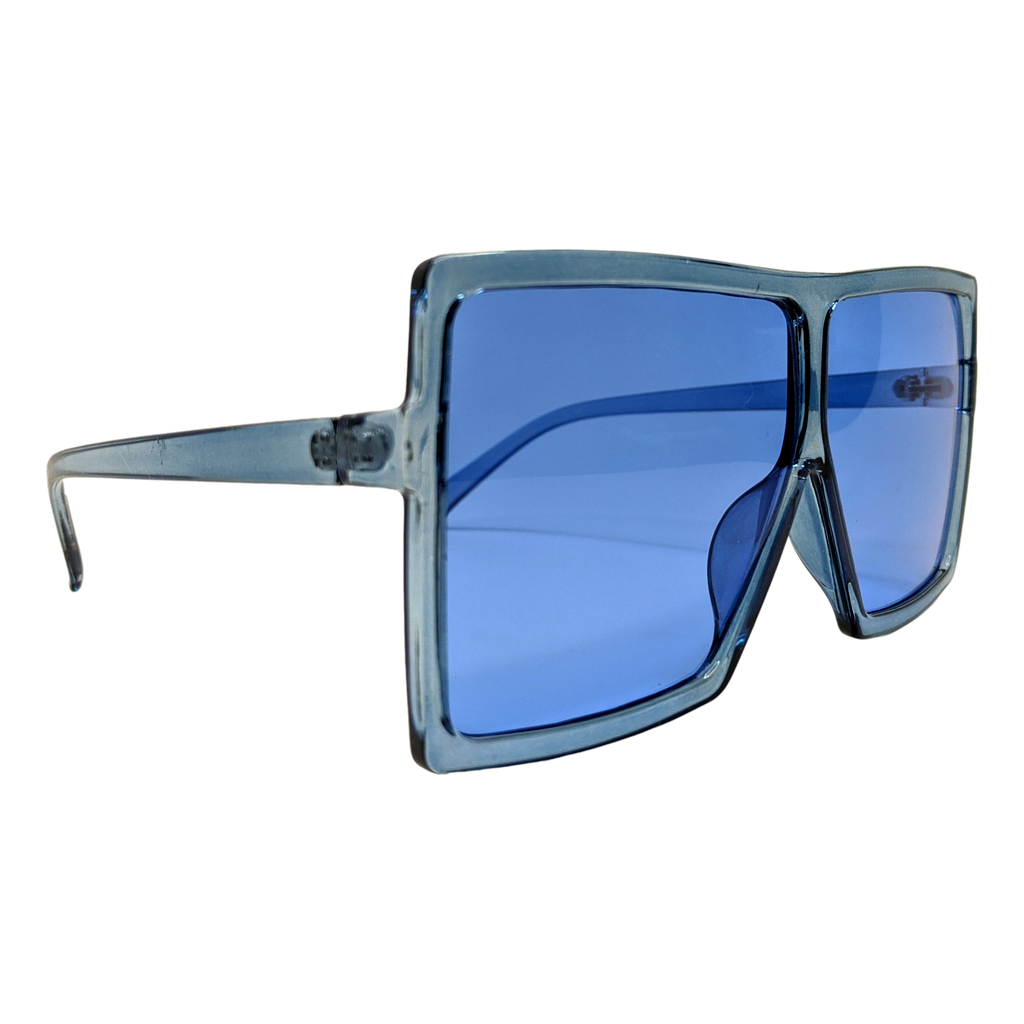 RAVESUITS Sunglasses Blue Rims and Lenses Oversized Square Sunglasses