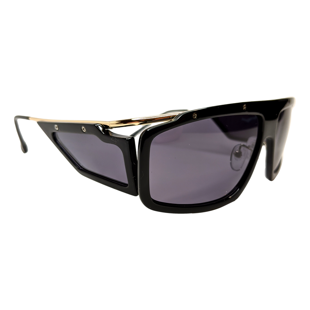 RAVESUITS Black Futuristic Side Lenses Sunglasses