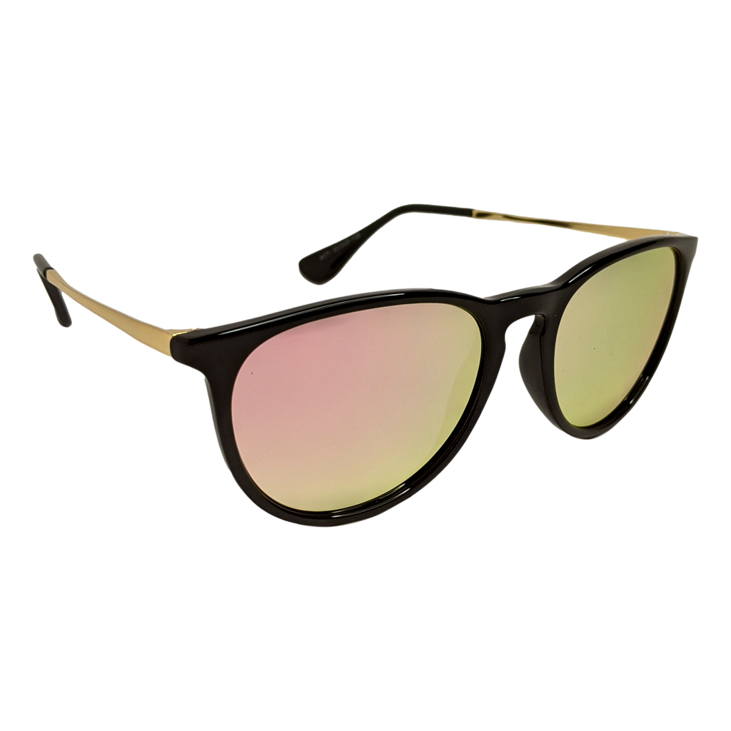 RAVESUITS Black Rims Silver Lenses Retro Round Sunglasses