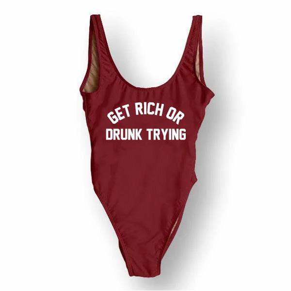 RAVESUITS Classic One Piece Get Rich or Drunk Trying One Piece