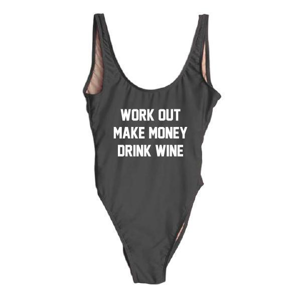 RAVESUITS Classic One Piece Work Out Make Money Drink Wine One Piece