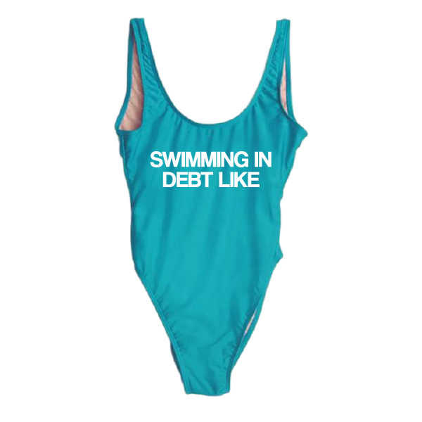 RAVESUITS Classic One Piece XS / Aqua Swimming In Debt Like