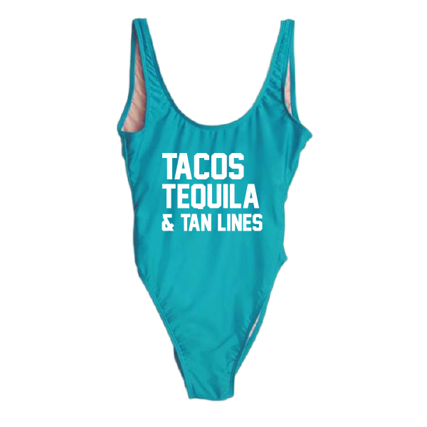 RAVESUITS Classic One Piece XS / Aqua Tacos Tequila & Tan Lines One Piece