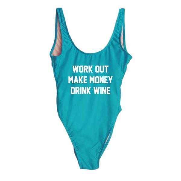 RAVESUITS Classic One Piece XS / Aqua Work Out Make Money Drink Wine One Piece