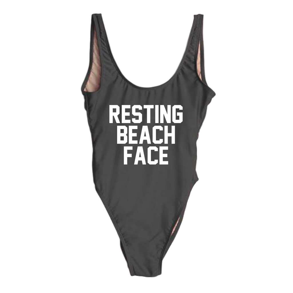 RAVESUITS Classic One Piece XS / Black Resting Beach Face One Piece