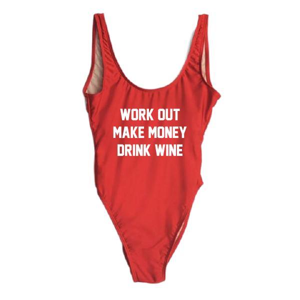 RAVESUITS Classic One Piece XS / Red Work Out Make Money Drink Wine One Piece