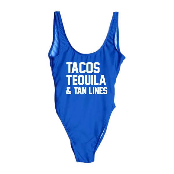 RAVESUITS Classic One Piece XS / Royal Blue Tacos Tequila & Tan Lines One Piece
