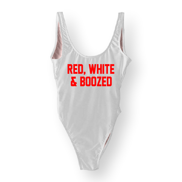 RAVESUITS XS / White Red, White & Boozed One Piece [4TH OF JULY]