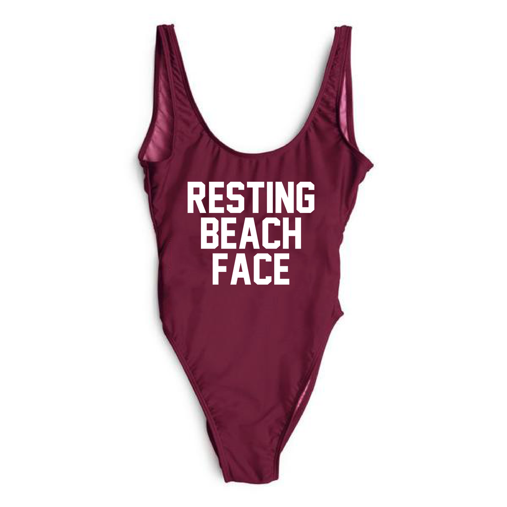 RAVESUITS Classic One Piece XS / Wine Red Resting Beach Face One Piece