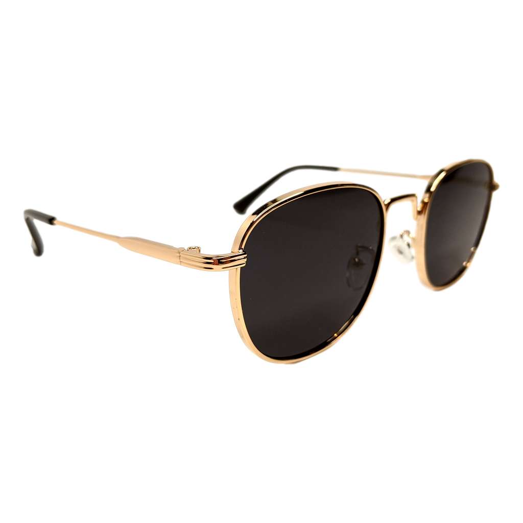 RAVESUITS Gold Rims Grey Lenses Polarized Oval Sunglasses