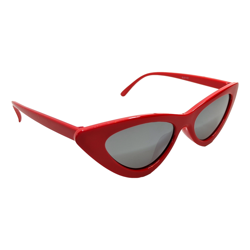 RAVESUITS Red Rims Silver Lenses Classic Cat Eye Sunglasses