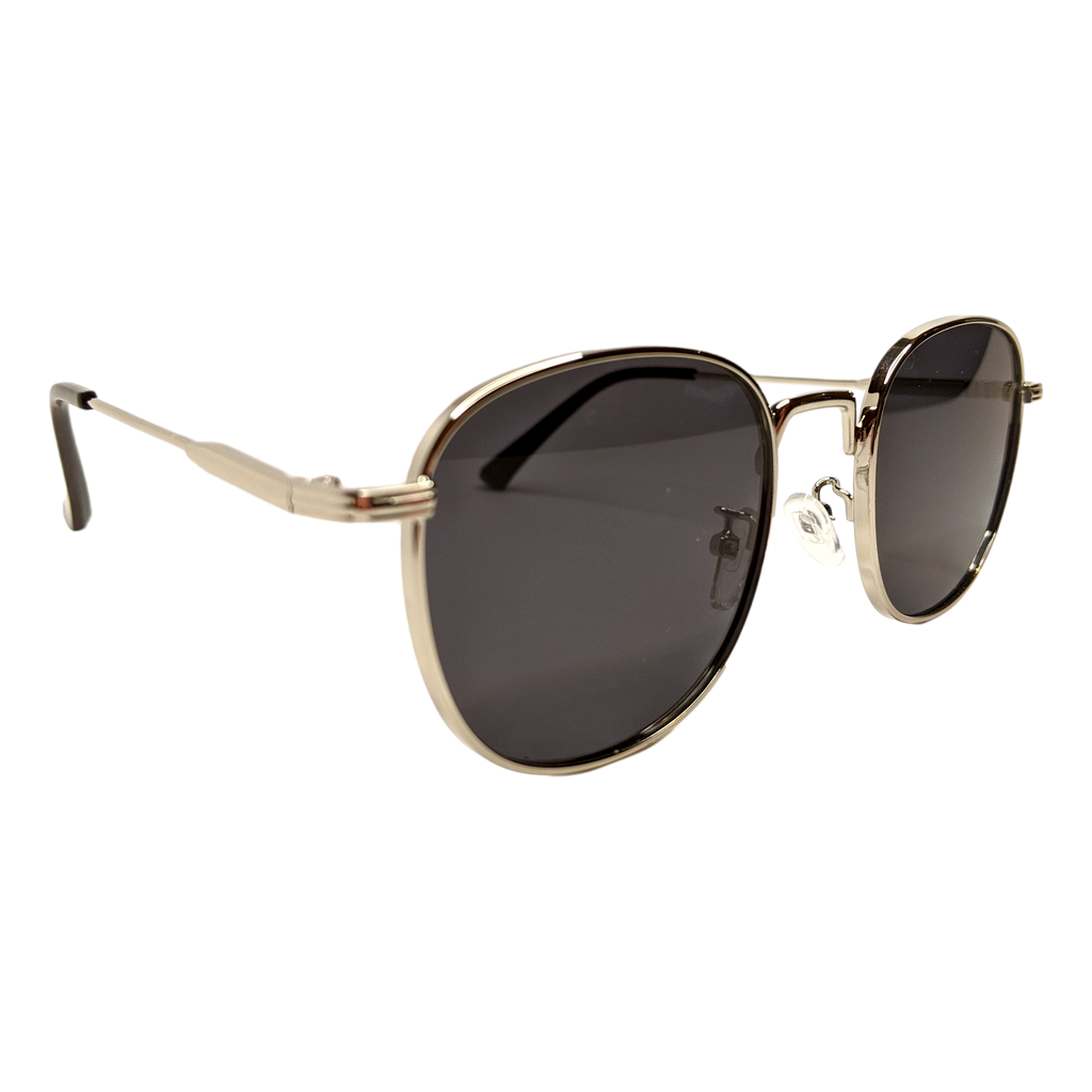 RAVESUITS Silver Rims Grey Lenses Polarized Oval Sunglasses