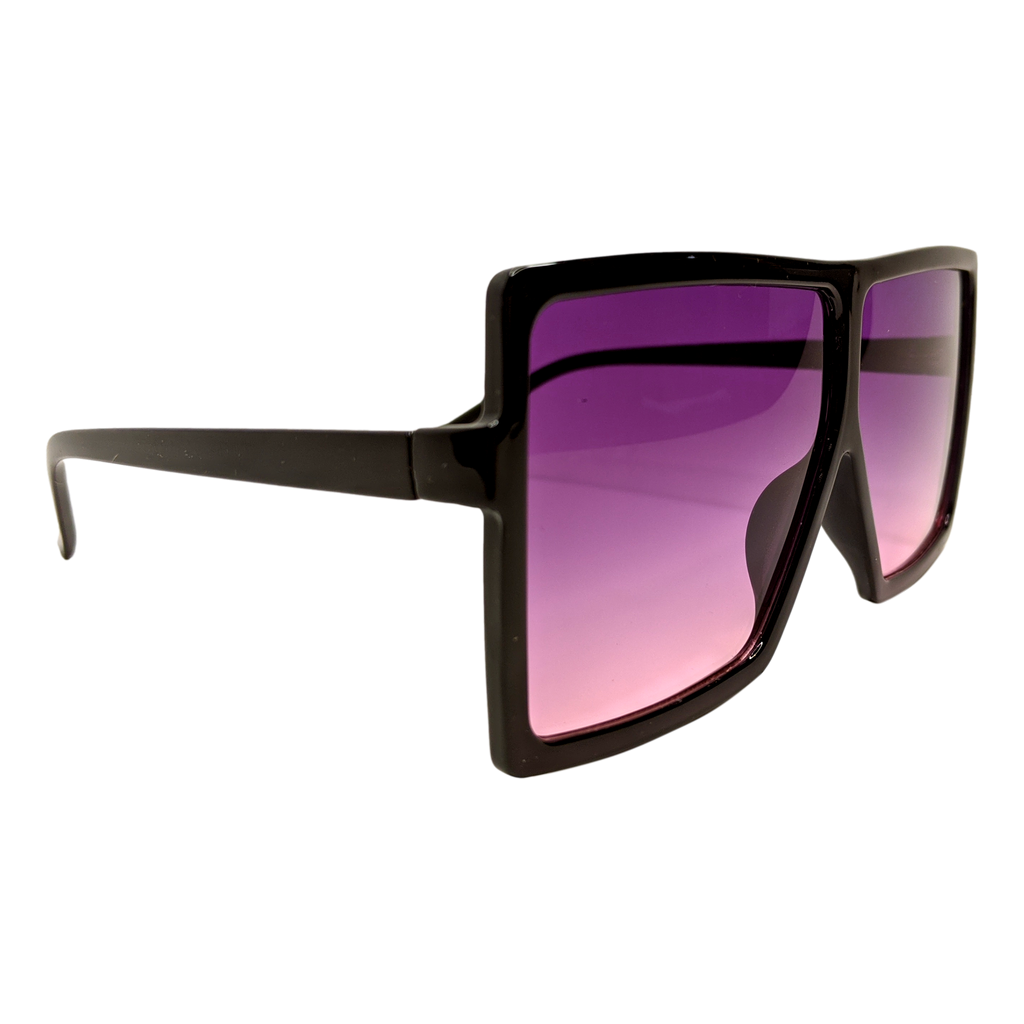 RAVESUITS Sunglasses Black Rims Purple Lenses Oversized Square Sunglasses