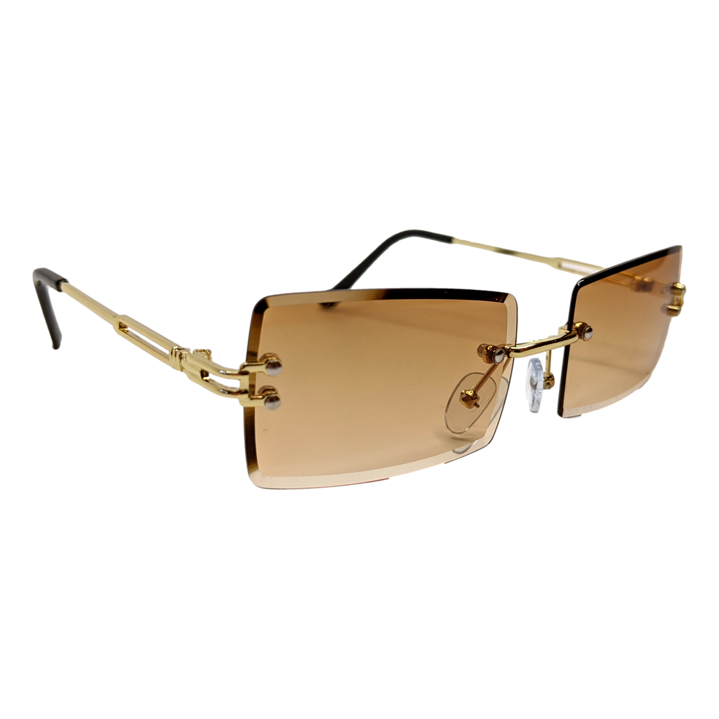 RAVESUITS Sunglasses Brown Rimless Rectangle Sunglasses