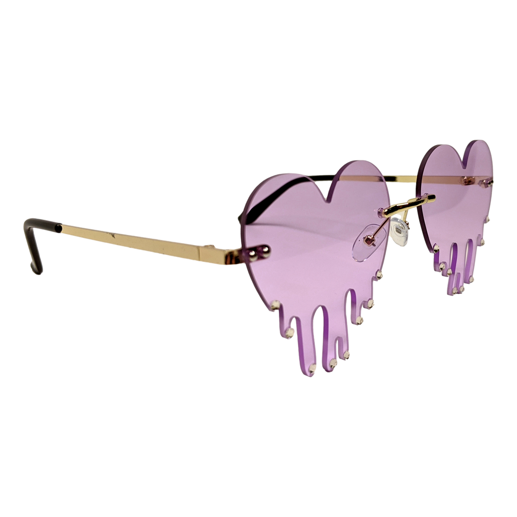 RAVESUITS Sunglasses Purple Rimless Melting Heart Sunglasses