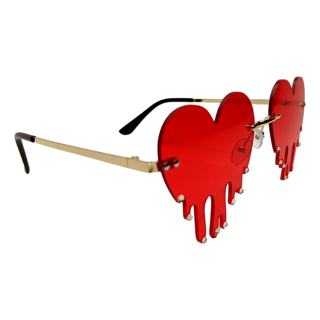 RAVESUITS Sunglasses Red Rimless Melting Heart Sunglasses